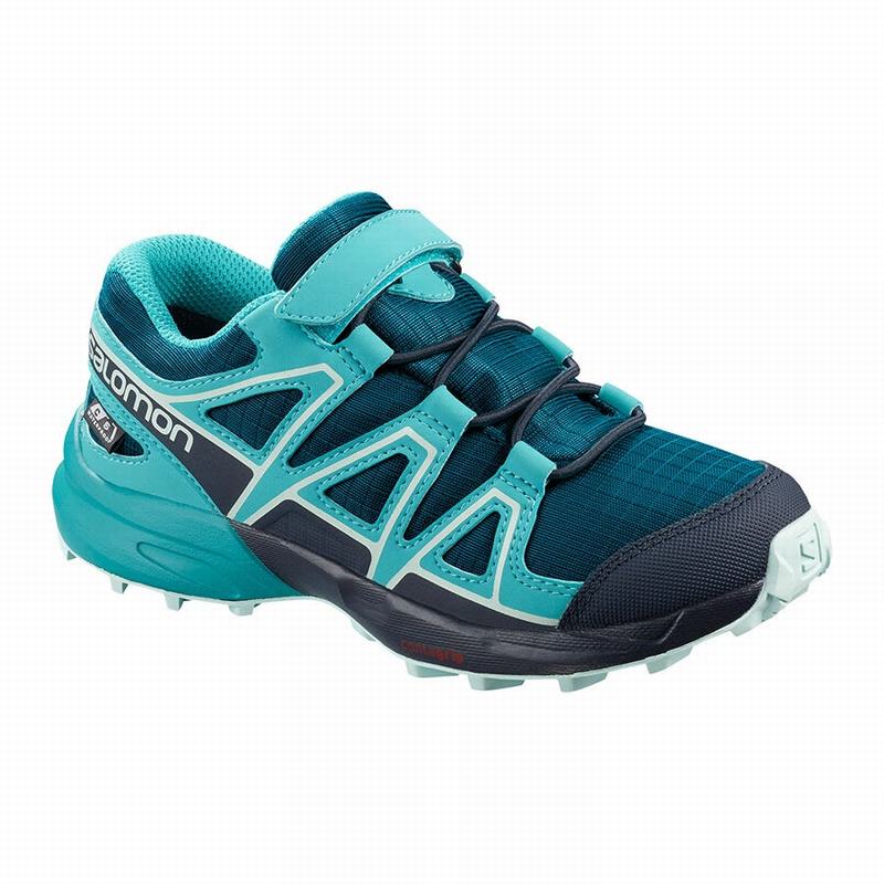 Salomon Israel SPEEDCROSS CLIMASALOMON™ WATERPROOF - Kids Trail Running Shoes - Blue (LVAI-03964)